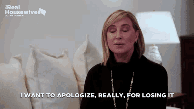 a woman says i want to apologize really for losing it in front of a real housewives logo