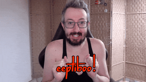 a man with glasses holds up a sign that says eepliboo