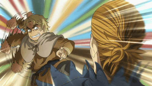 a cartoon of a man being punched by a woman