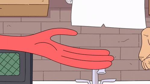 a cartoon drawing of a person 's hand reaching out towards another person 's hand