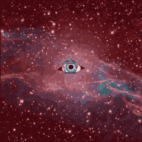 an all seeing eye is in the middle of a galaxy .