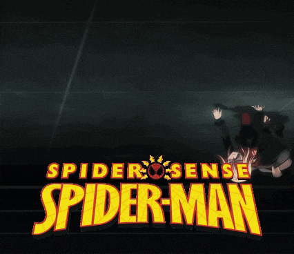 a poster for spider sense spider man shows a person falling down