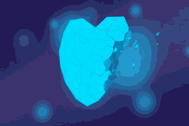 a blue broken heart with a crack in it