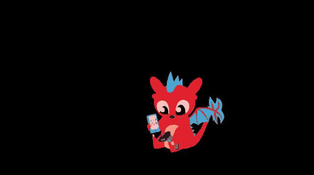 a red dragon is sitting next to a pink heart that says " i love you "
