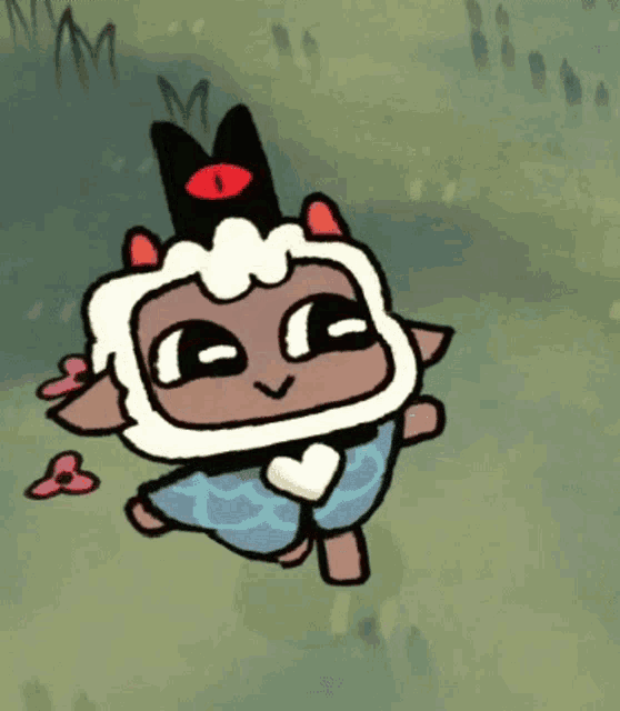 a cartoon drawing of a sheep wearing a black crown