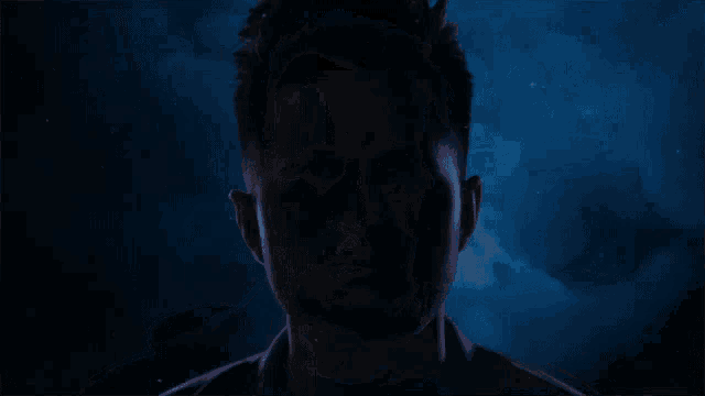 a man with a lightning bolt behind him