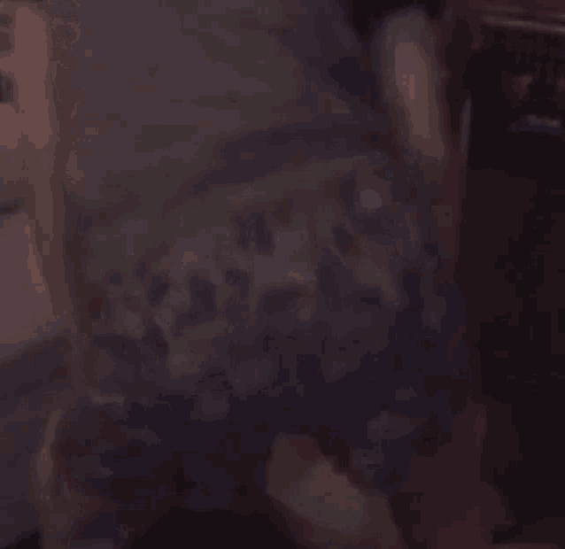 a blurry picture of a person 's butt in a bedroom