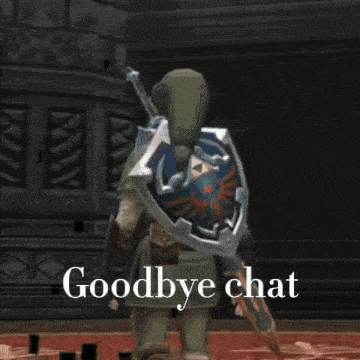 a video game character says goodbye chat in the background
