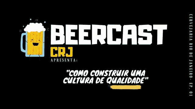 a poster for beercast crj with a smiling mug of beer