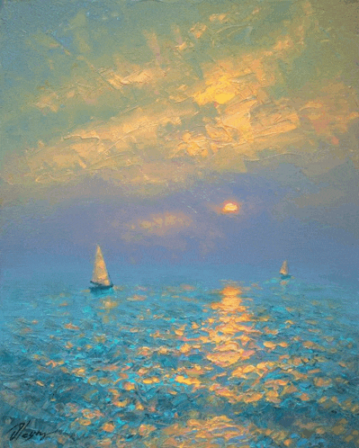 a painting of a sailboat in the ocean with the name tiffany on the bottom