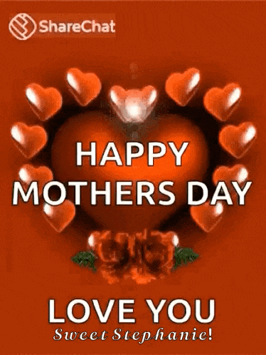 a happy mother 's day greeting card with hearts around a heart