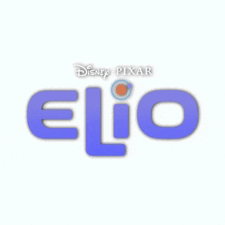 the logo for disney pixar elio is blue and white