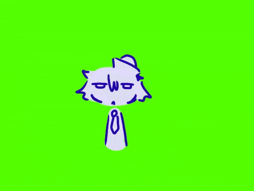 a drawing of a person on a green screen with the letters o and w on it