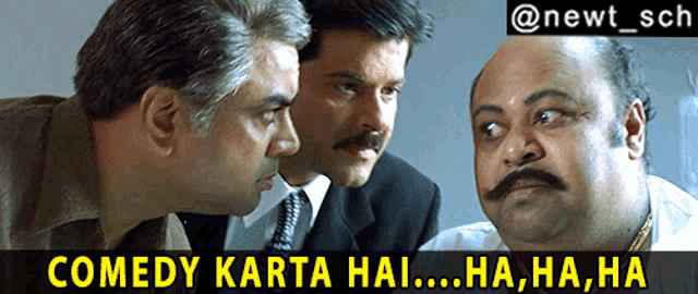 three men are standing next to each other with the caption comedy karta hai