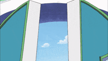 a cartoon drawing of a blue sky with clouds