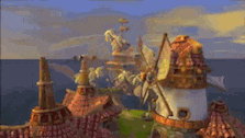 a cartoon drawing of a windmill with a logo that says ' the hobbit '
