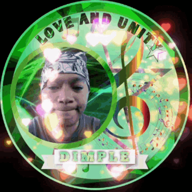 a picture of a man in a green circle with the words love and unity