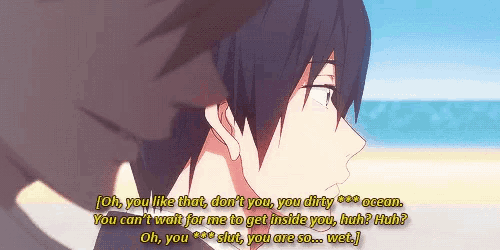 a cartoon of a man talking to another man with the words " oh you like that don 't you you dirty ocean "