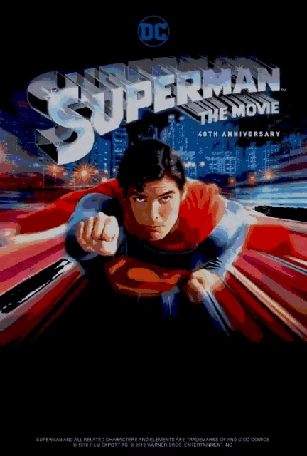 a poster for the 40th anniversary of superman