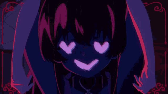 a girl with hearts in her eyes and a smile