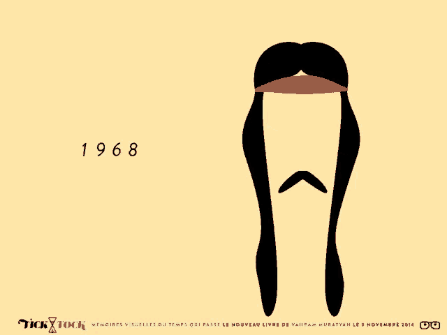 a drawing of a man with an afro and a beard in 1976