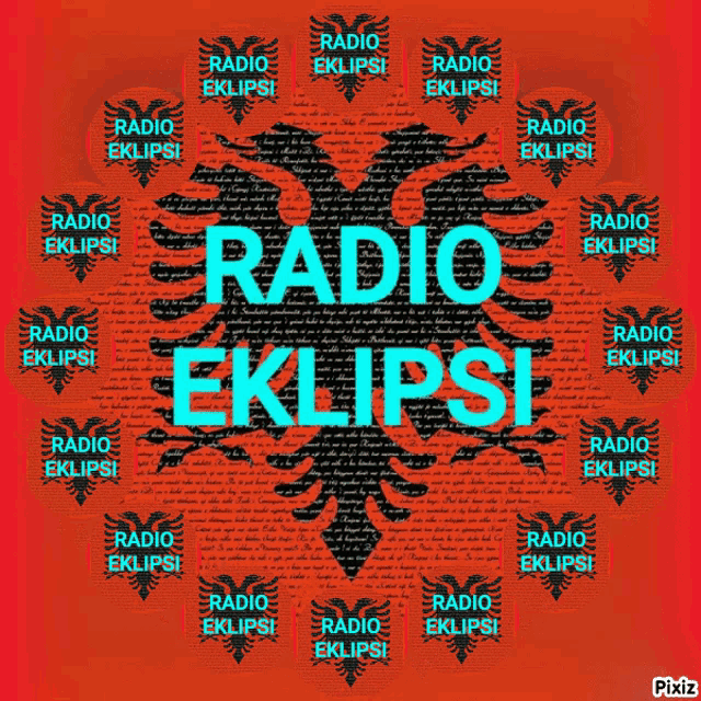 a poster that says radio eklipsi with a red background
