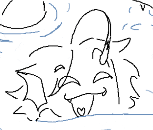 a black and white drawing of two dolphins hugging