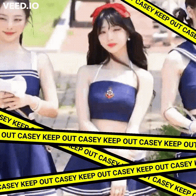 a woman in a sailor costume is surrounded by yellow tape that says casey keep out casey