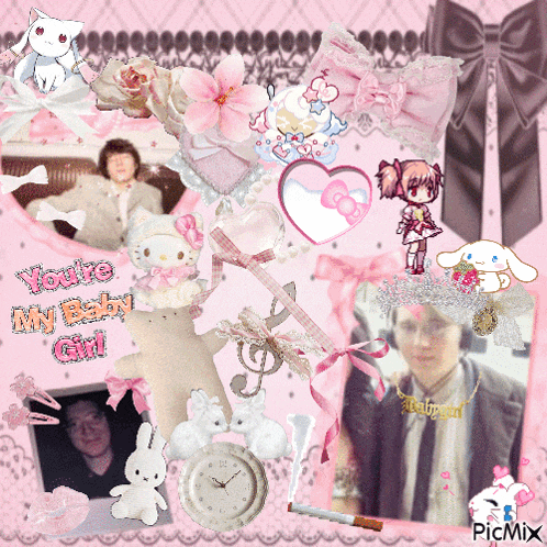 a pink collage with the words " you 're my baby girl " on it