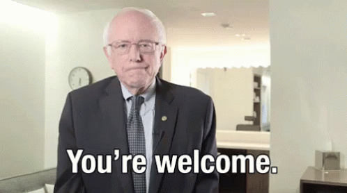 Thanks Bernie GIF - Bernie Sanders Youre Welcome GIFs