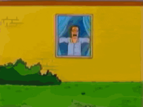 a cartoon of a monkey hanging upside down in a backyard