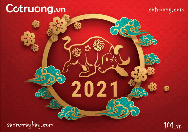 a red background with a bull in a gold circle and the year 2021