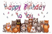 Happy Birthday To You Birthday GIF - Happy Birthday To You Birthday Cats GIFs
