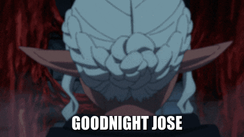 a cartoon character with a braided head and the words goodnight jose