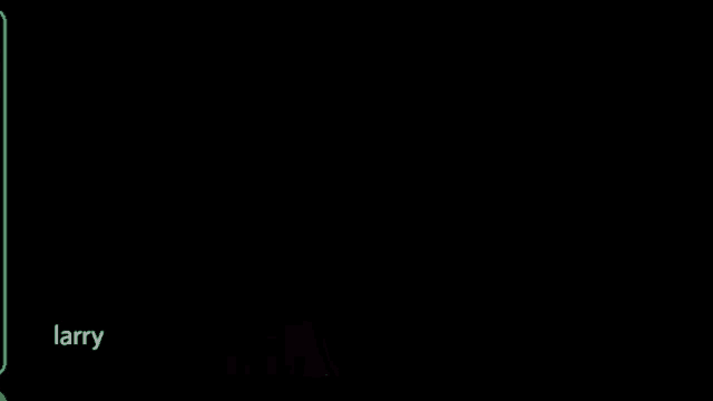 a dark room with a red face and the name larry on the bottom right