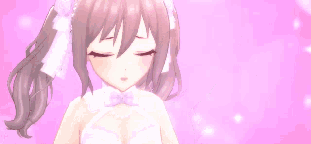 a girl with pigtails and red eyes is making a heart shape with her fingers