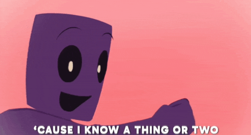 a purple cartoon character with blood coming out of his arm and the words " when it comes to being killed " below it