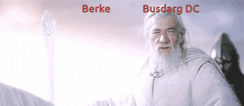 a man with a white beard and the words berke and busdarg dc