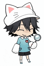 a little boy wearing a cat hat and holding a magnifying glass .