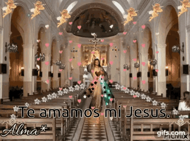 a picture of a church with the words te amamos mi jesus on it