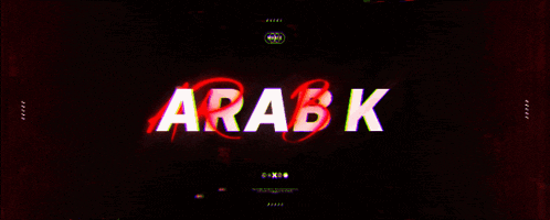arab k is written in red and white on a dark background