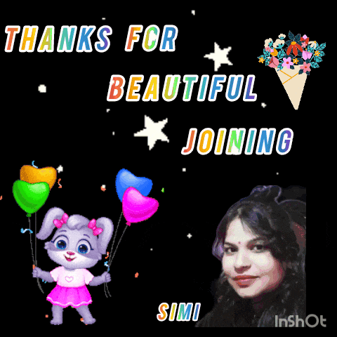 a poster that says thanks for beautiful joining with a picture of a girl holding balloons