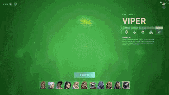 a video game character named viper is standing on a green background