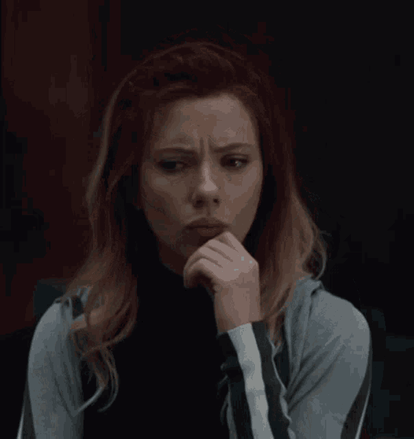 Black Widow Scarlett Johansson GIF - Black Widow Scarlett Johansson Thinking GIFs