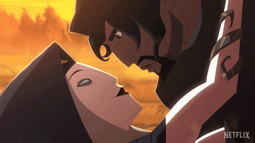 a cartoon of a man and woman kissing with netflix written on the bottom right
