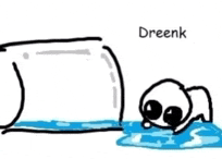 a drawing of a person laying in the water with the word dreenk written on it .