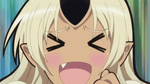 a cartoon character with a horn on her head making a face