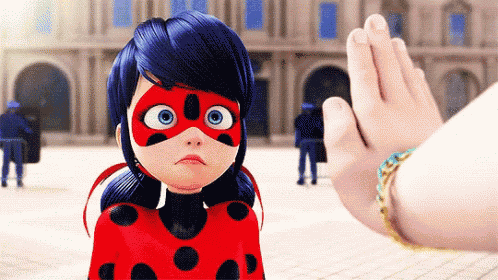 ladybug from miraculous ladybug is giving a high five to a person .