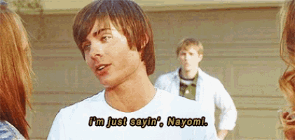 a man in a white shirt says i 'm just sayin ' nayomi