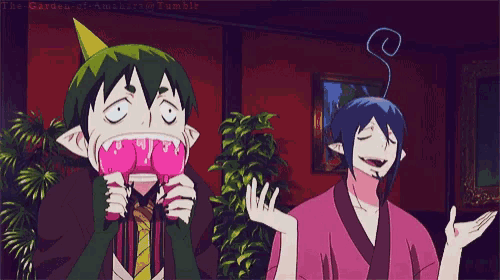 a cartoon of a man holding a pink object and another man crying